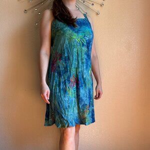 Blue Hippie tie-dye sleeveless knee-length dress